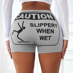 SOLD🚨🚨🚨 Slogan Graphic Biker Shorts